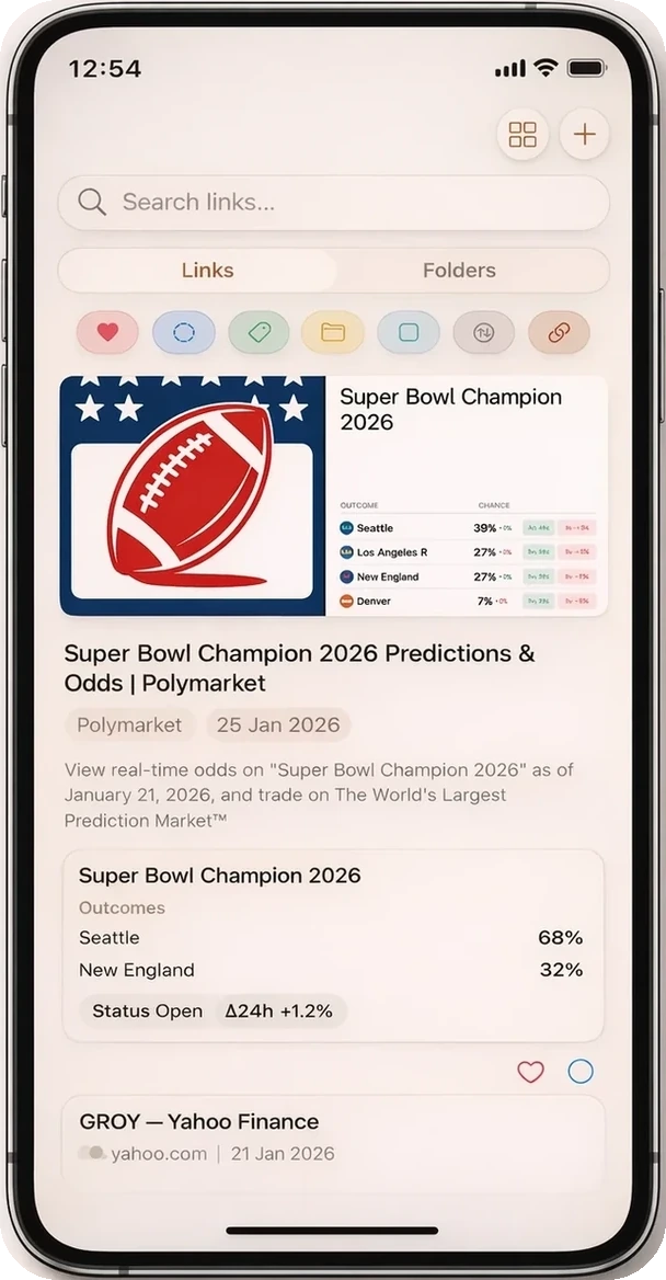 عرض روابط LinkBook مع بطاقات ذكية ومعاينات